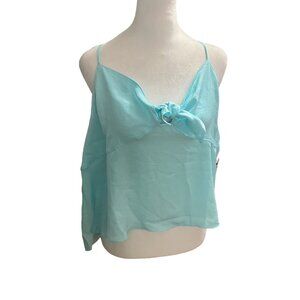 BP. Women's Aqua Chiffon Tank Top With Adjustable Straps & Front Knot 3X NWT
